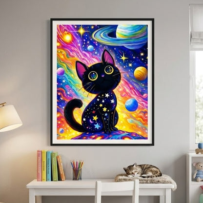 Gato Cosmico Premium Arte con diamantes 50 x 40