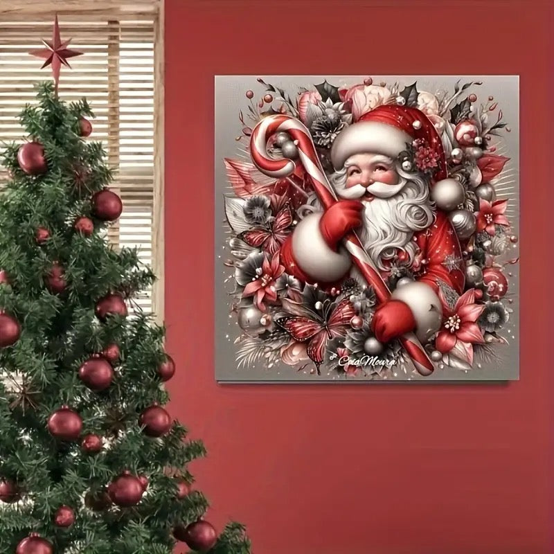 Papa Noel Arte con diamantes 40 x 40