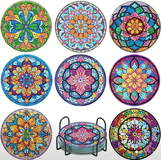 Porta Vasos Mandala x 8 + Soporte