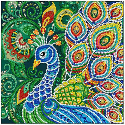 Pavo Real Arte con Cristales 30 x 30 Brilla en la oscuridad