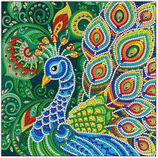 Pavo Real Arte con Cristales 30 x 30 Brilla en la oscuridad