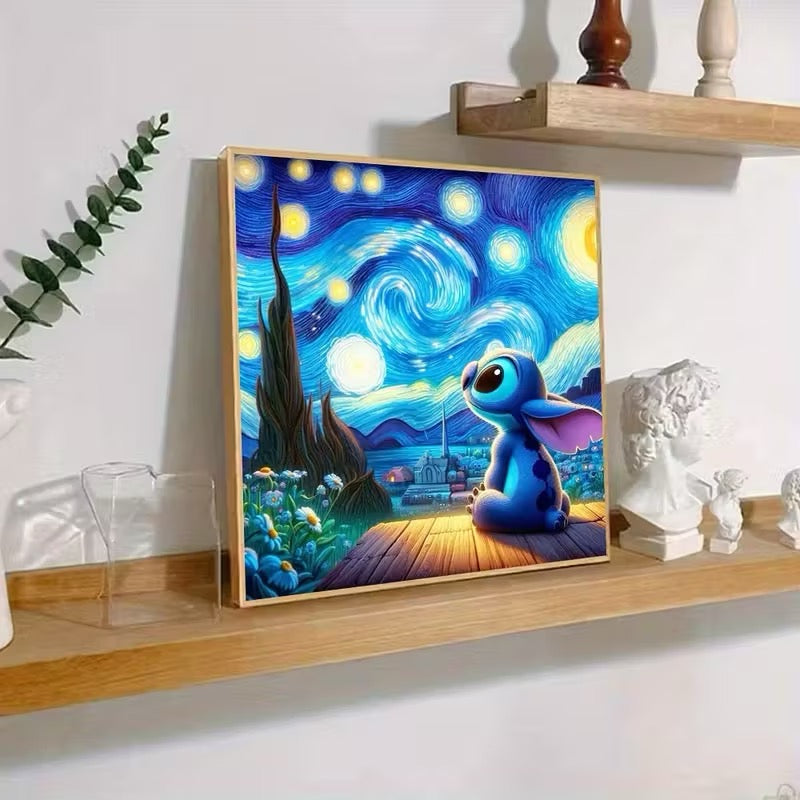 Stitch Noche Estrellada Arte con diamantes 40x40