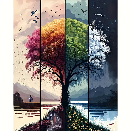 Arbol Estaciones Arte con diamantes 30x40 Diamante Cuadrado