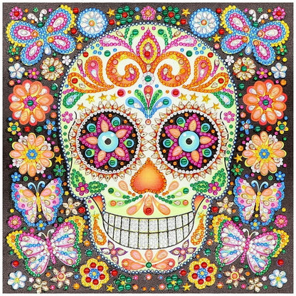 Calavera Arte con Cristales 30 x 30 Brilla en la oscuridad