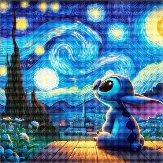 Stitch Noche Estrellada Arte con diamantes 40x40