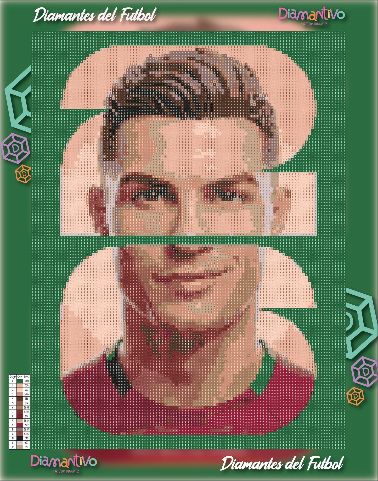 Patrón diamond painting Cristiano Ronaldo | Diamantes del Fútbol 30 x 40