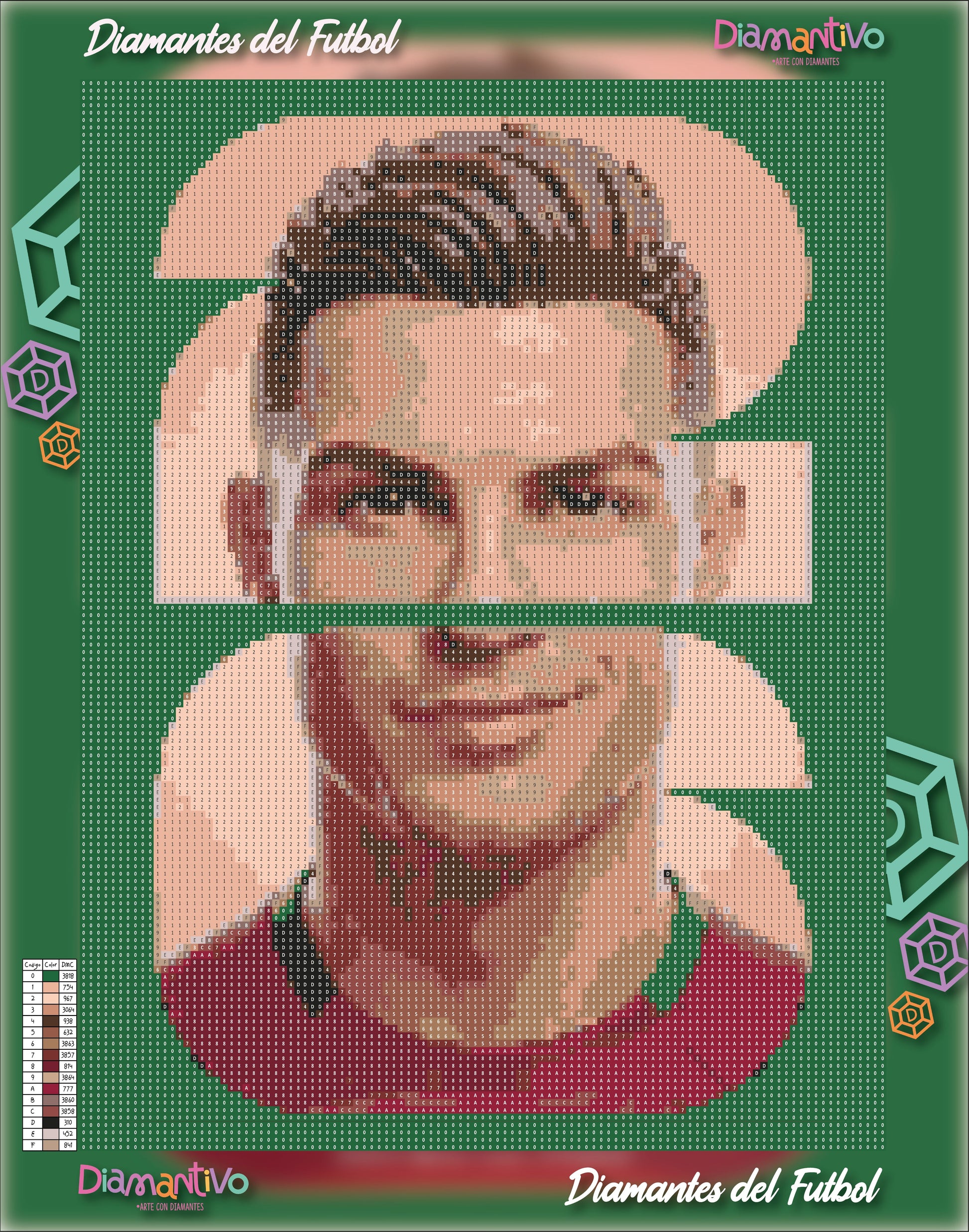 Patrón diamond painting Cristiano Ronaldo | Diamantes del Fútbol 30 x 40