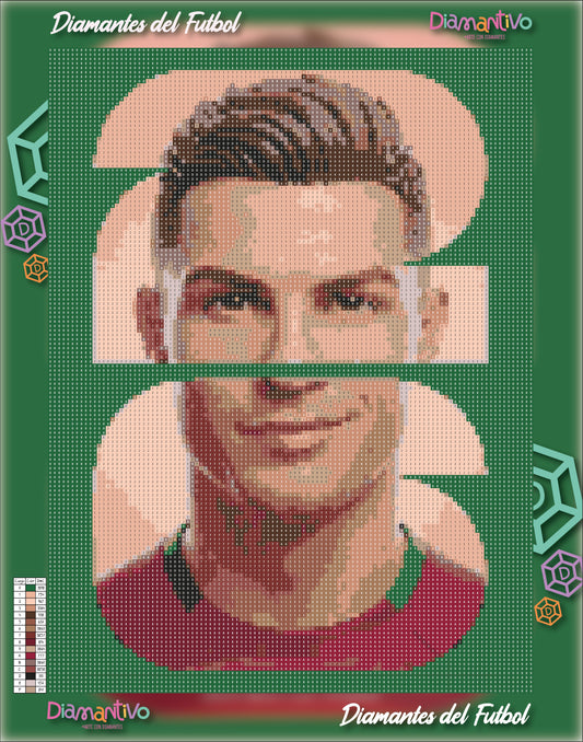 Patrón diamond painting Cristiano Ronaldo | Diamantes del Fútbol 30 x 40