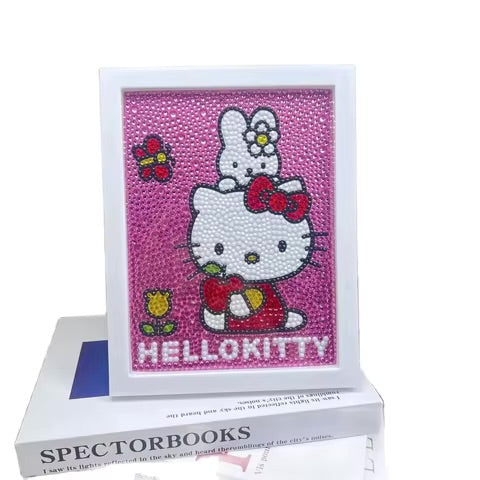 Hello kitty Conejo Pintura con Diamantes para Niños + Marco 18x18