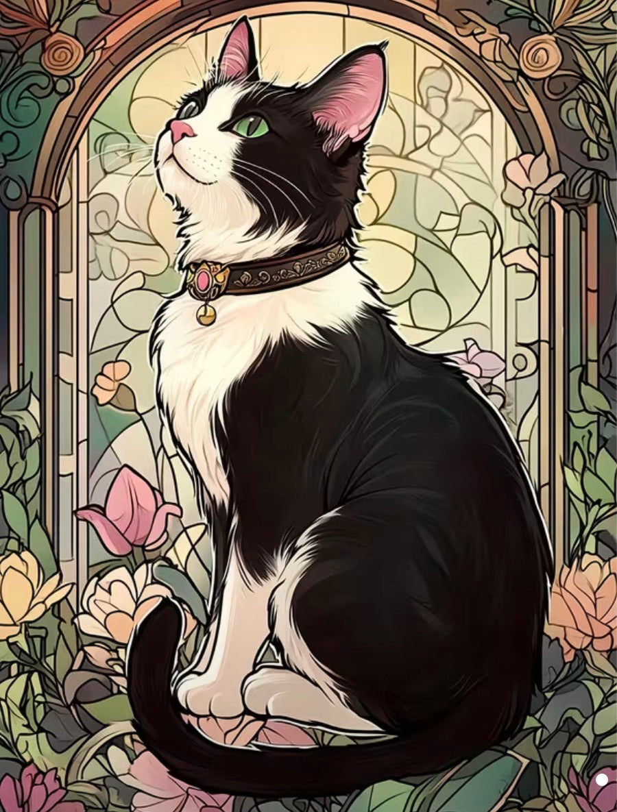 Gato del Vitro - Diamond Painting 40x50cm diamante cuadrado