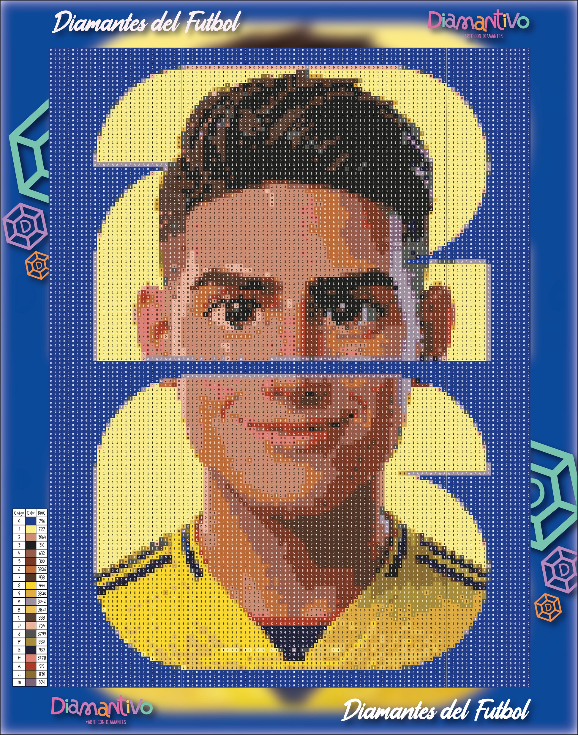 Patrón diamond painting James Rodríguez | Diamantes del Fútbol 30 x 40