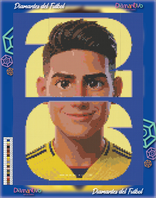 Patrón diamond painting James Rodríguez | Diamantes del Fútbol 30 x 40