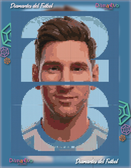 Patrón diamond painting Lionel Messi | Diamantes del Fútbol 30 x 40