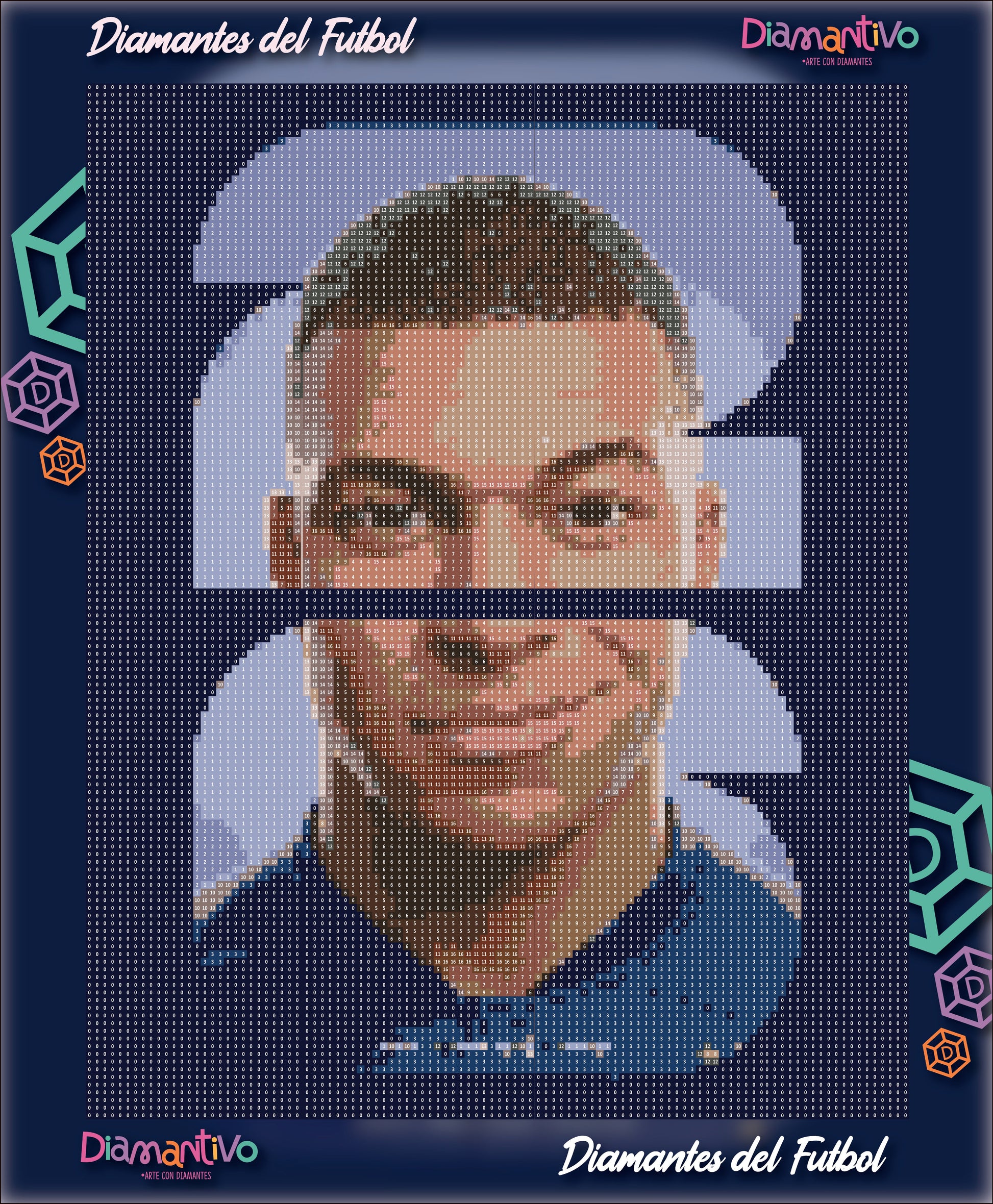 Patrón diamond painting Kylian Mbappé | Diamantes del Fútbol 30 x 40