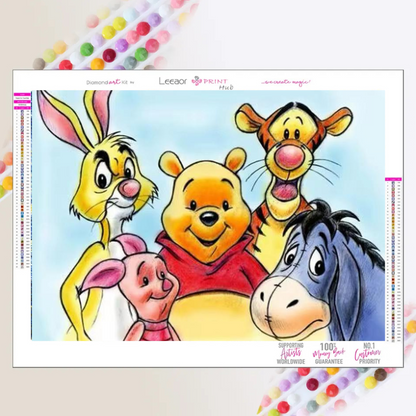 Winnie Pooh y sus Amigos Arte con diamantes 20 x 30