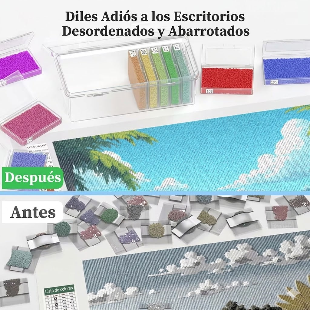 Kit de 11 Bandejas para Diamond Painting con Tapas y Caja Organizadora