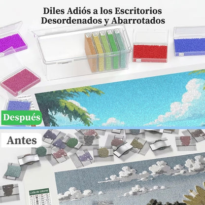 Kit de 11 Bandejas para Diamond Painting con Tapas y Caja Organizadora