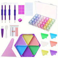 Set de Accesorios para Diamond Painting con Caja Organizadora de 28 Compartimentos