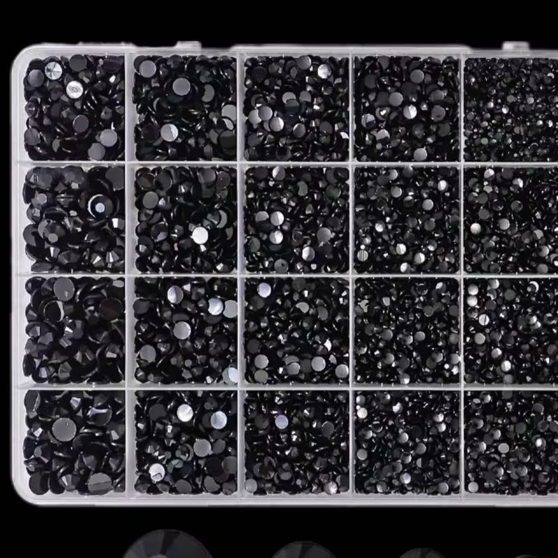 Organizador del kit bedazzling en negro, 24 compartimentos