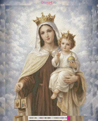 Virgen del Carmen Premium Arte con diamantes 50 x 40