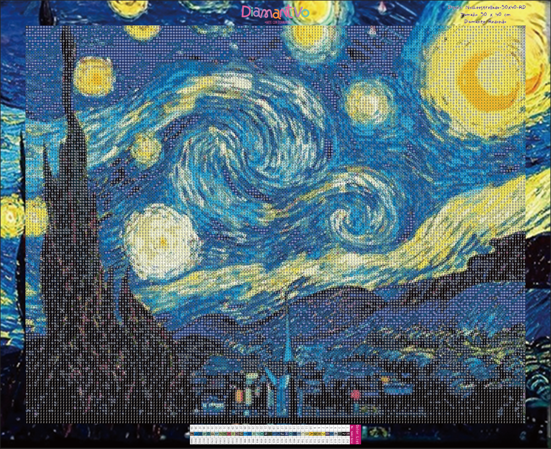Noche estrellada Premium Arte con diamantes 50 x 40