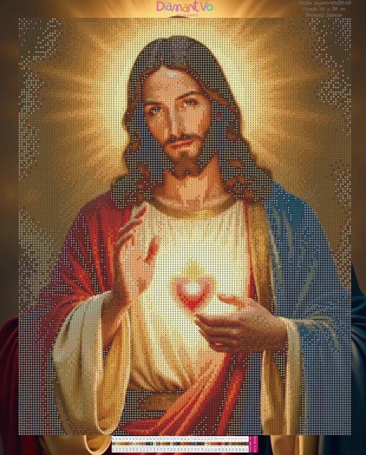 Sagrado Corazón Premium Arte con diamantes 50 x 40