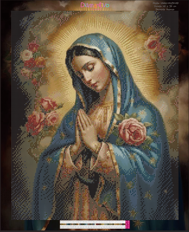 Virgen de Guadalupe Oración Premium Arte con diamantes 50 x 40