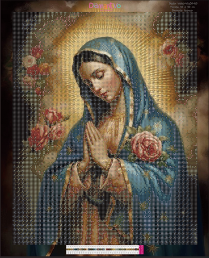 Virgen de Guadalupe Oración Premium Arte con diamantes 50 x 40