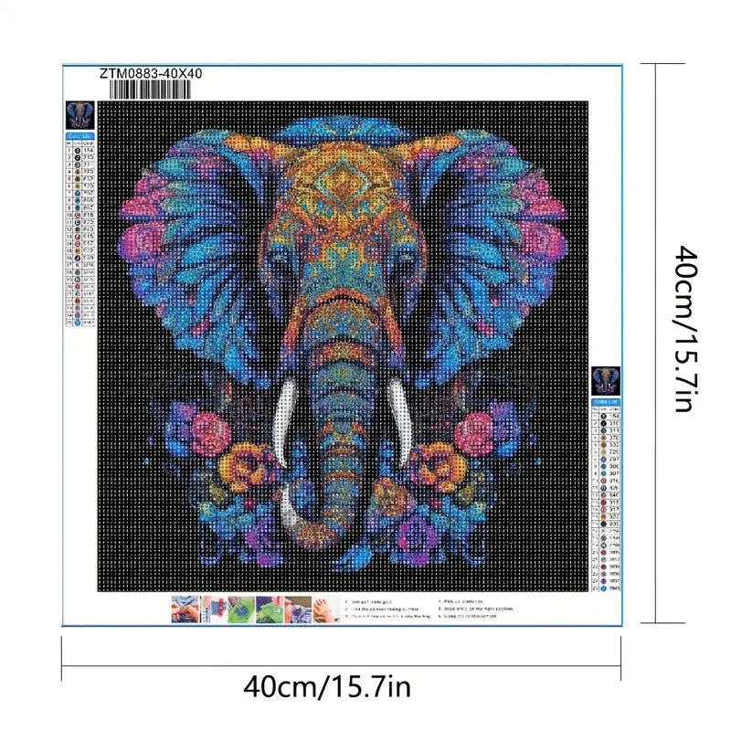 Elefante Arte con diamantes 40 x 40