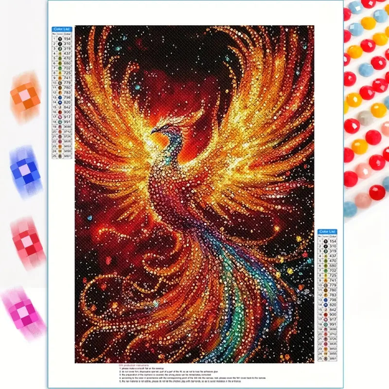 Ave Fenix Arte con diamantes 30 x 40