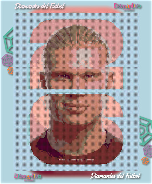 Patrón diamond painting Erling Haaland | Diamantes del Fútbol 30 x 40
