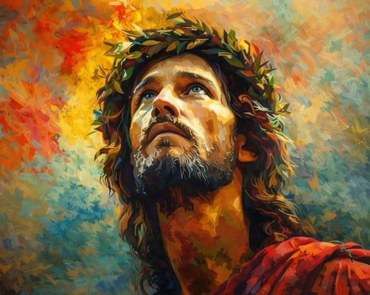 Jesús Resplandece en diamond painting, diseño completo del retrato
