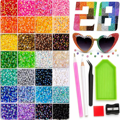 Kit de diamantes de resina iridiscente para bedazzling, 28 colores