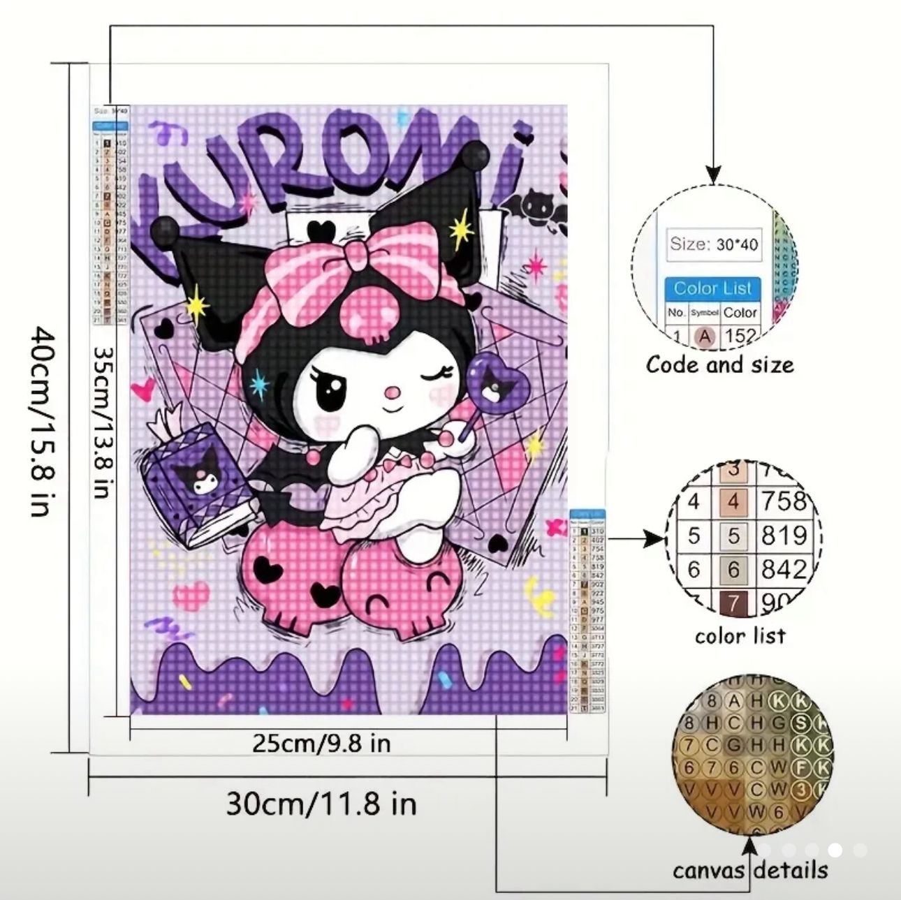 Kuromi Arte con diamantes 30x40