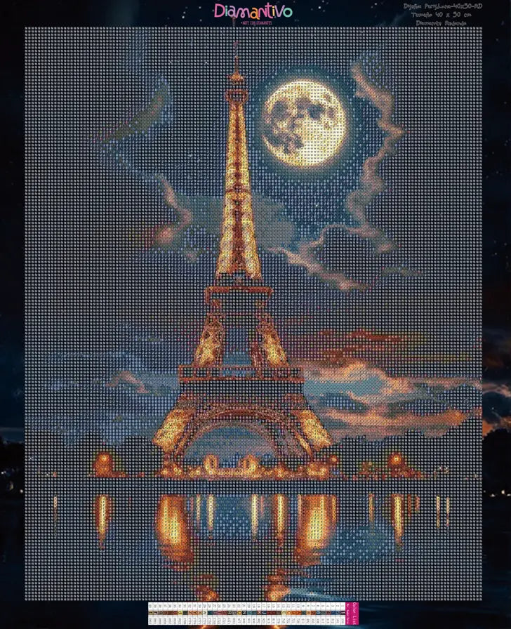 Paris Luna Premium Arte con diamantes 50 x 40
