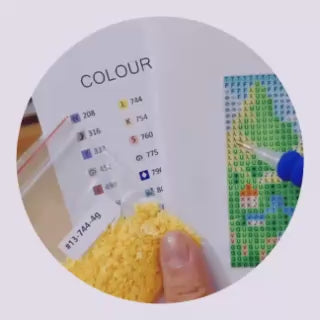 Tabla de símbolos y colores del lienzo de pintura con diamantes