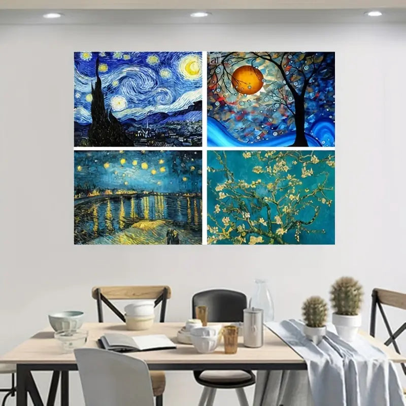 Set de 4 Pinturas de Diamantes de Van Gogh 30 x 40