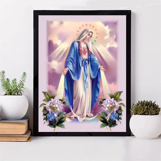 Virgen Maria Arte con diamantes 30x40