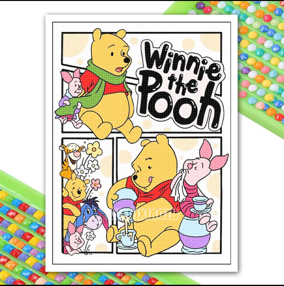 Winnie the Pooh Arte con diamantes + Marco 50x40