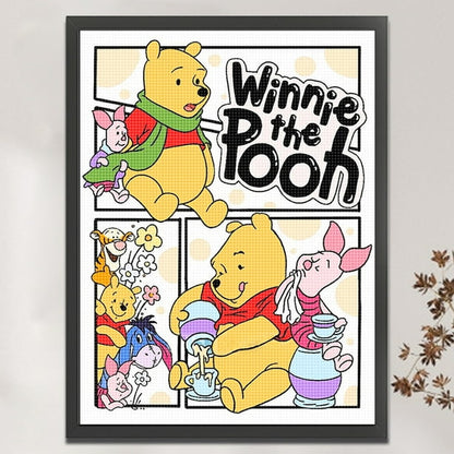 Winnie the Pooh Arte con diamantes + Marco 50x40